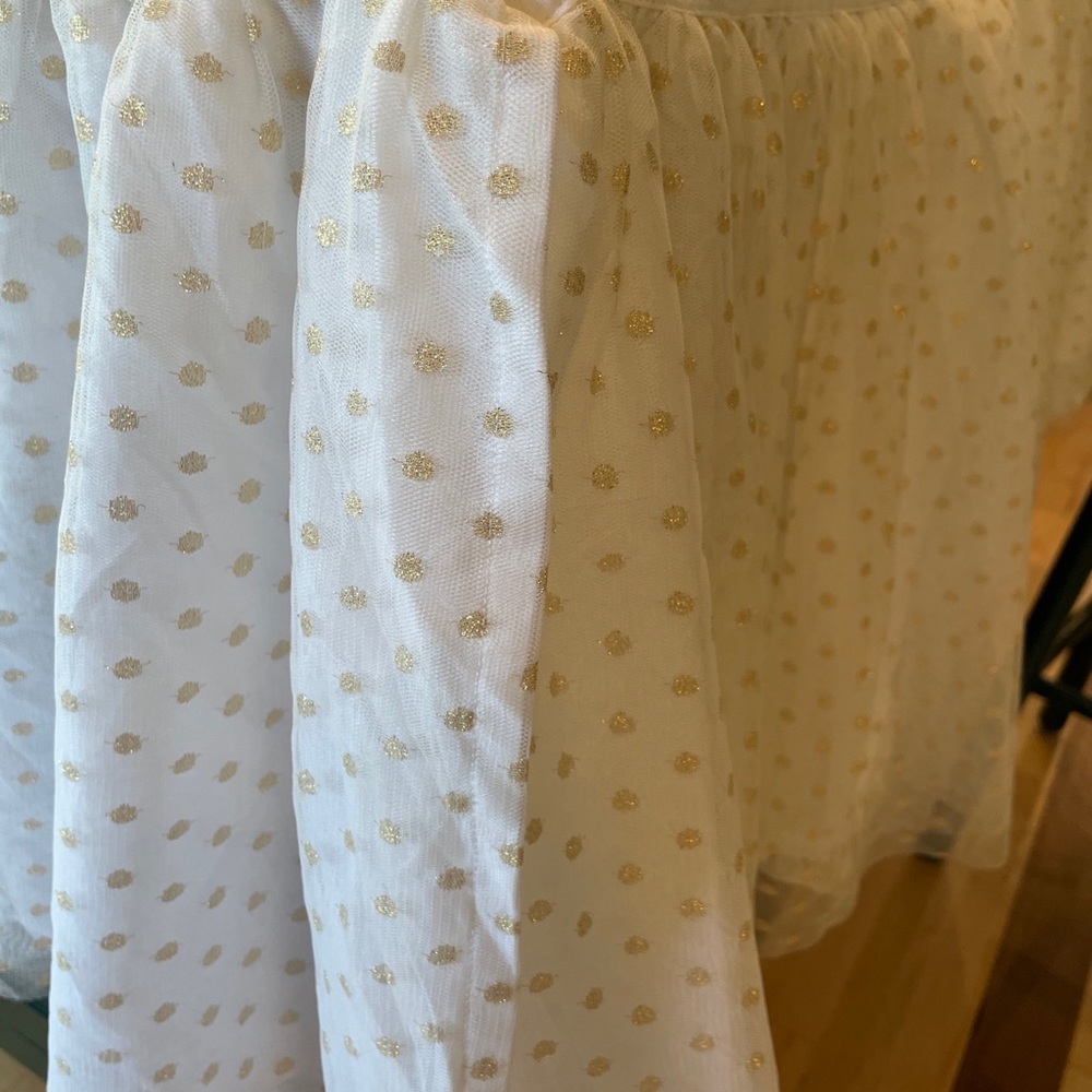 Pottery Barn Kids White and Gold Polka Dot Bedding